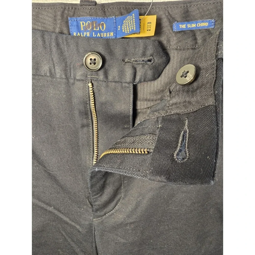 Polo Ralph Lauren Cropped Slim Fit Twill Chino Pant Black Women's Size 2 NWOT